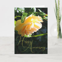 Gele Roos Script Gelukkig Jubileum Kaart
