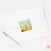  gele rooster vierkante sticker (Envelop)