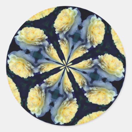 Gele Rose Abstracte Flower Art Ronde Sticker (Voorkant)