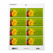 Gele Rose Bloemen Verzendlabel (Full Sheet)