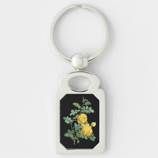 Gele Rose  botanische illustratie Sleutelhanger (Voorkant)