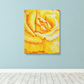 Gele Rose Canvas Afdruk (Insitu (Houten vloer))