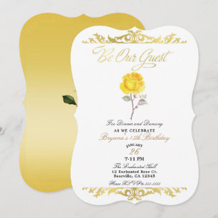 Gele Rose & Elegant Gold Birthday Party Kaart