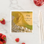Gele Rose en White Pearls Wedding Servetten (Insitu)