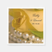 Gele Rose en White Pearls Wedding Servetten (Voorkant)