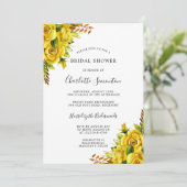  Gele Rose Floral Bridal Shower Kaart (Staand voorkant)
