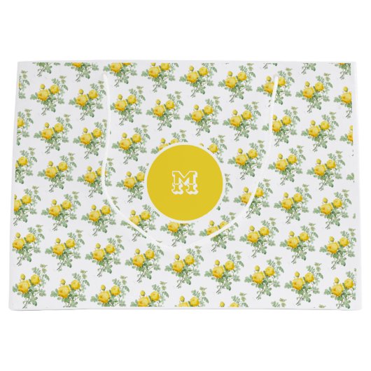 Gele Rose Floral Elegant Groot Cadeauzakje (Voorkant)