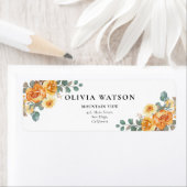 Gele Rose Floral Geometric Wedding Address Etiket (Insitu)