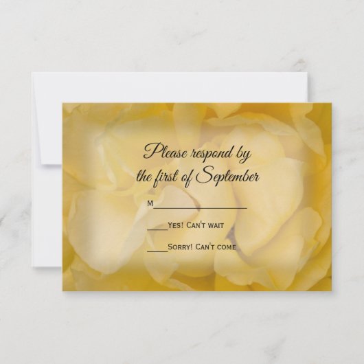 Gele Rose Floral Wedding RSVP Response Kaart (Voorkant)