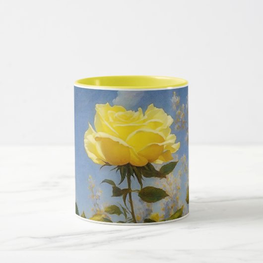 Gele Rose Flower Art Mok Cup (Midden)