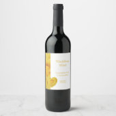 Gele Rose Hart Ontwerp bruiloft Wijn Etiket (Voorkant)