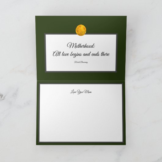 Gele Rose Kaleidoscoop Groene Moederdag Kaart (Binnen)