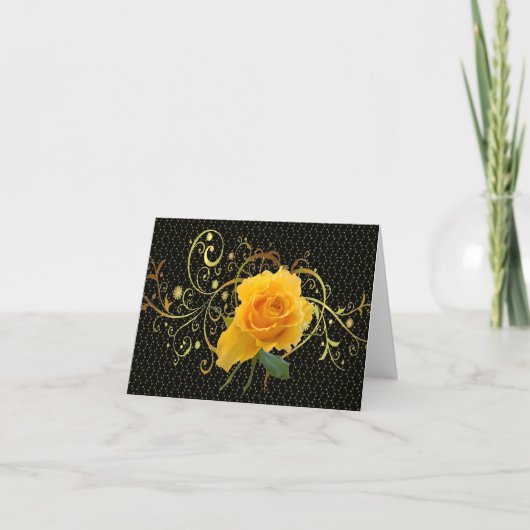 Gele Rose Note Kaart (Voorkant)