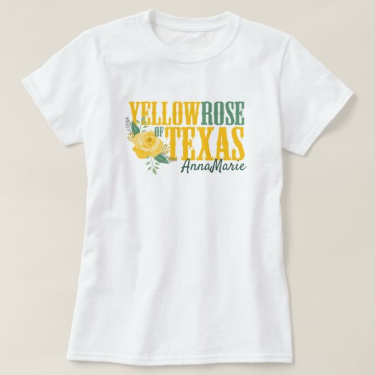 Gele Rose of Texas - Enkelvoudig Roos T-shirt (Design voorkant)