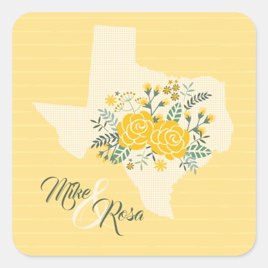 Gele Rose of Texas - Gingham State Wedding Vierkante Sticker (Voorkant)