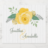 Gele Rose of Texas Wedding Sparkling Wijnetiket (Enkel label)