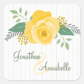 Gele Rose of Texas Wedding Vierkante Sticker (Voorkant)