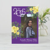 Gele Rose Paars Foto Afstuderen Aankondiging (Staand voorkant)