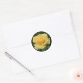 Gele Rose Ronde Sticker (Envelop)