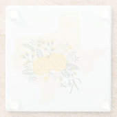 Gele Rose uit Texas - Deelstaat Gingham met Rozen Glazen Onderzetter (Achterkant)