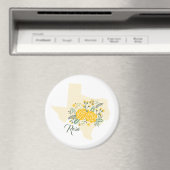 Gele Rose uit Texas - Deelstaat Gingham met Rozen Magneet (Insitu (Vaatwasser))