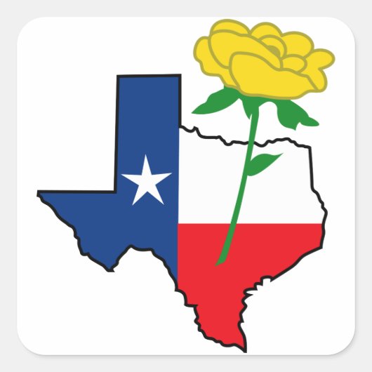 Gele Rose uit Texas Vierkante Sticker (Voorkant)