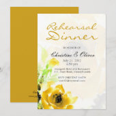 Gele Rose Wedding Rehearsal Dinner Kaart (Voorkant / Achterkant)
