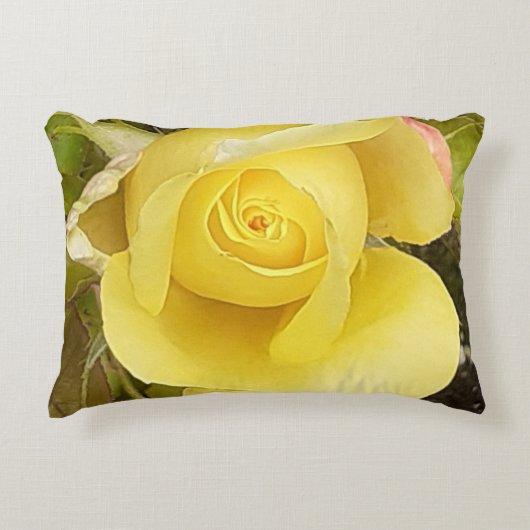 Gele Rosebud Accent Cushion Kussen (Voorkant)