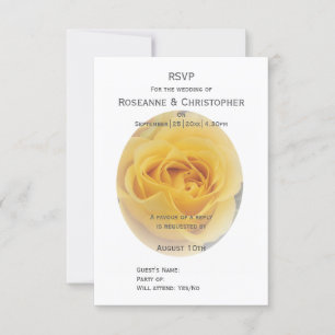 Gele Rosebud bruiloft RSVP Kaartje