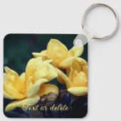 Gele Rosebud Flower, gepersonaliseerd Sleutelhanger (Achterkant)