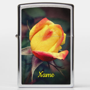 Gele rosebud met rode hoogtepunten, speciaal aange