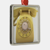 Gele Rotary Phone Metalen Ornament (Rechts)