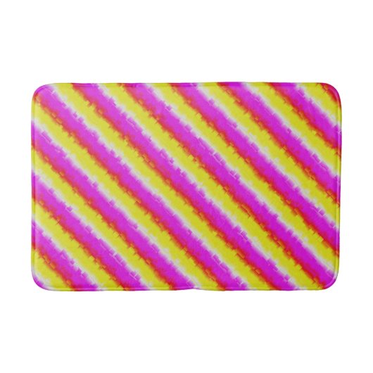 Gele roze Artdeco regenboogstrips Badmat (Voorkant)