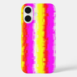 Gele roze Artdeco regenboogstrips iPhone 16 Hoesje