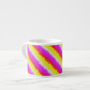 Gele roze Artdeco regenboogstrips Espresso Kop