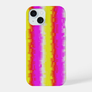 Gele roze Artdeco regenboogstrips iPhone 15 Hoesje