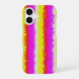 Gele roze Artdeco regenboogstrips iPhone 16 Hoesje