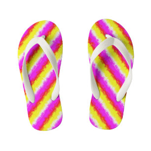 Gele roze Artdeco regenboogstrips Kinder Teenslippers