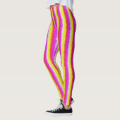 Gele roze Artdeco regenboogstrips Leggings (Links)