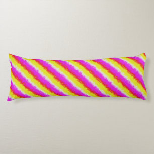 Gele roze Artdeco regenboogstrips Lichaamskussen