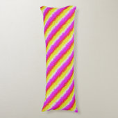 Gele roze Artdeco regenboogstrips Lichaamskussen (Voorkant Verticaal)
