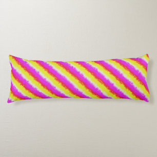 Gele roze Artdeco regenboogstrips Lichaamskussen