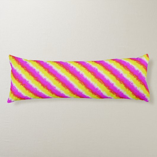 Gele roze Artdeco regenboogstrips Lichaamskussen (Voorkant)