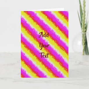 Gele roze Artdeco regenboogstrips Notitiekaartje