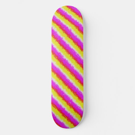 Gele roze Artdeco regenboogstrips Skateboard (Voorkant)