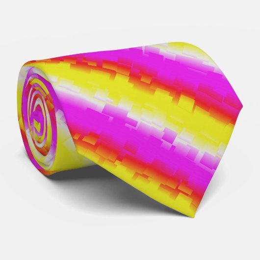 Gele roze Artdeco regenboogstrips Stropdas (Opgerold)