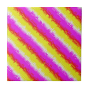 Gele roze Artdeco regenboogstrips Tegeltje