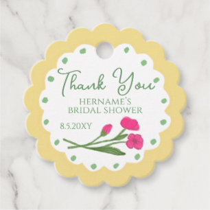 Gele Roze Bloementuin Whimsisch Handgeschilderd Bedankjes Labels