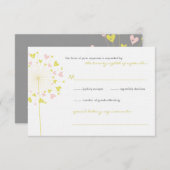 Gele roze dandelions Love Wedding RSVP Kaart (Voorkant / Achterkant)