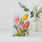  gele, roze en Paarse Tulpen Briefkaart (Staand voorkant)